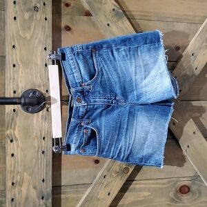 MADEWELL HIGH RISE DENIM JEAN SHORTS SIZE 25 RAW HEM